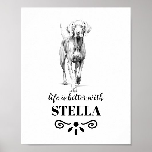 Weimaraner Life is better カスタム with the Dog Name ポスター (正面)