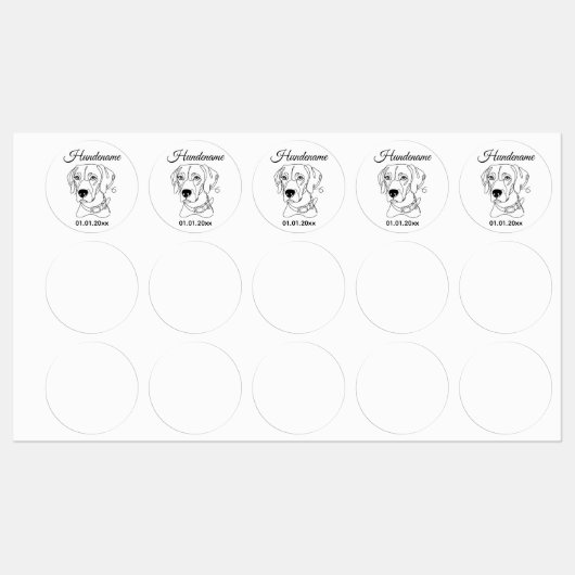 Weimaraner Minimalist Line Art personalized brand ラベル (シート)