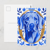 Weimaraner peering thru the letter "O" in Gold ポストカード (正面/裏面)