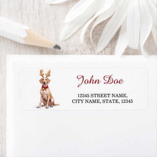Weimaraner Reindeer Antlers Christmas Return ラベル (インサイチュ)