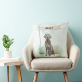 Weimaraner Watercolor Personalized Dog クッション (椅子)