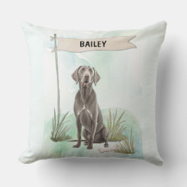 Weimaraner Watercolor Personalized Dog クッション