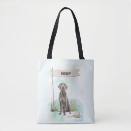 Weimaraner Watercolor Personalized Dog トートバッグ