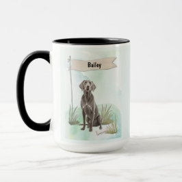 Weimaraner Watercolor Personalized Dog マグカップ
