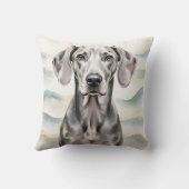 Weimaraner Watercolor Silver Wave Art クッション (裏面)