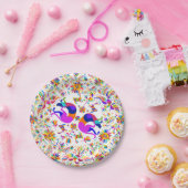 Weimaraners & Rabbits Otomi styled pattern ペーパープレート (パーティー)