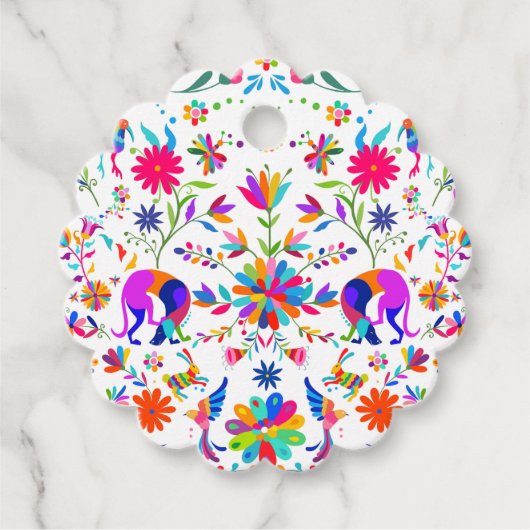 Weims, Rabbits, & Birds Otomiスタイルのパターン フェイバータグ (正面)