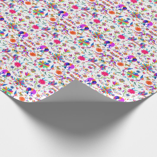 Weims, Rabbits, & Birds Otomi styled pattern  ラッピングペーパー (角)