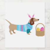 Weiner Daschund Easter  Doxie In Dog ワインラベル (シングルラベル)
