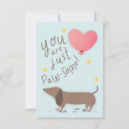 Weiner Dog & Balloon Valentine's Day Card 招待状 (正面)