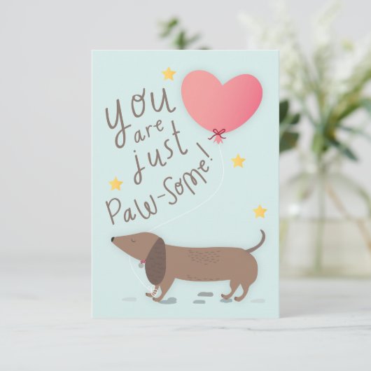 Weiner Dog & Balloon Valentine's Day Card 招待状 (スタンド正面)