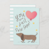 Weiner Dog & Balloon Valentine's Day Card 招待状 (正面/裏面)