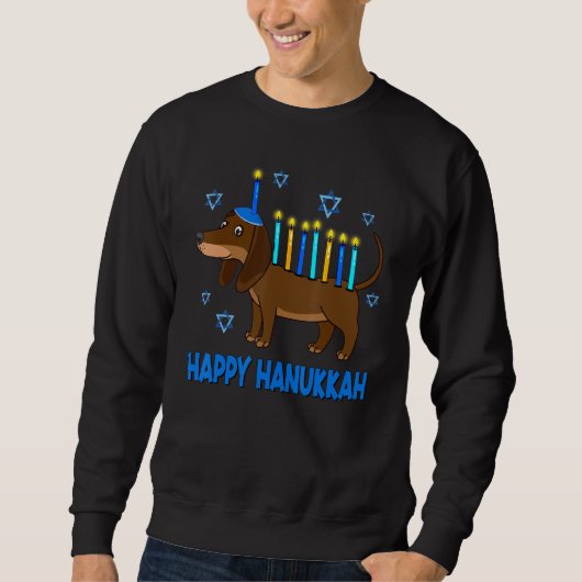 Weiner Dog Menorah,Festive Dog Mazel Tov Holiday H スウェットシャツ (正面)