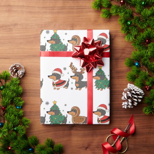 Weiner Dogs Christmas Holiday Wrapping Paper ラッピングペーパー (クリスマスギフト)