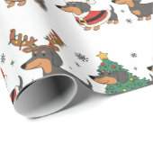 Weiner Dogs Christmas Holiday Wrapping Paper ラッピングペーパー (ロールコーナー)