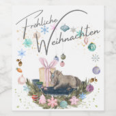 Weinetikette , Weihnachtsmotiv mit Pferd ワインラベル (シングルラベル)