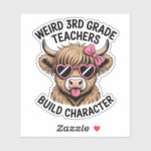 Weird 3rd Grade Teachers Build Character Funny Cow シール (シート)