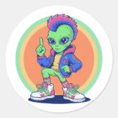 Weird Alien Sticker ラウンドシール (正面)
