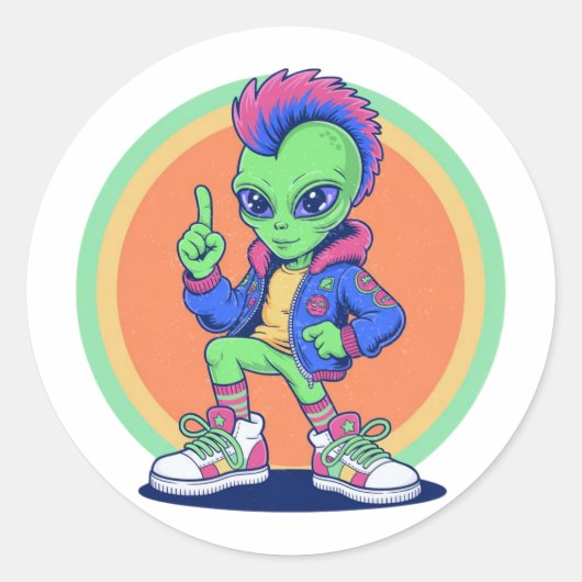 Weird Alien Sticker ラウンドシール (正面)