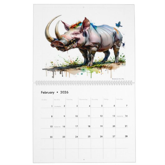 Weird Animals Art Calendar カレンダー (2月 2026)