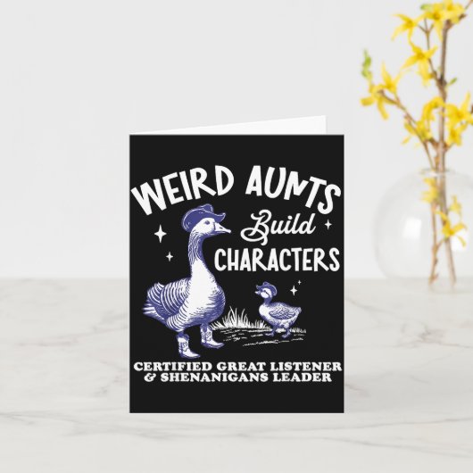 Weird Aunt Builds Character Funny Silly Goose Aunt カード (黄色い花)