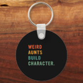 Weird Aunts Build Character Retro Funny Auntie Mot キーホルダー (正面)