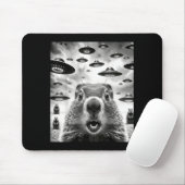Weird Groundhogs Selfie With Alien Ufo Funny Groun マウスパッド (マウス)