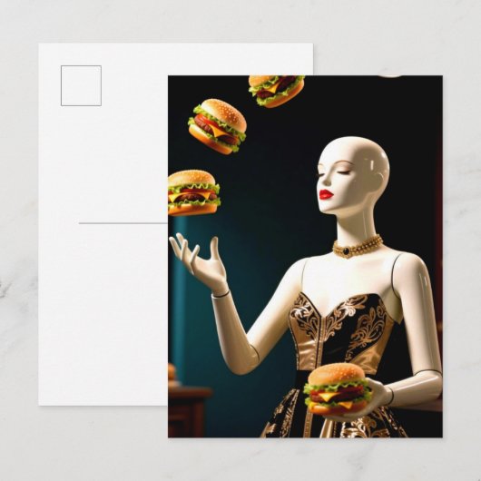 Weird Mannequin with Cheeseburgers ポストカード (正面/裏面)