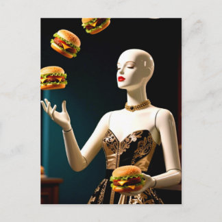 Weird Mannequin with Cheeseburgers ポストカード
