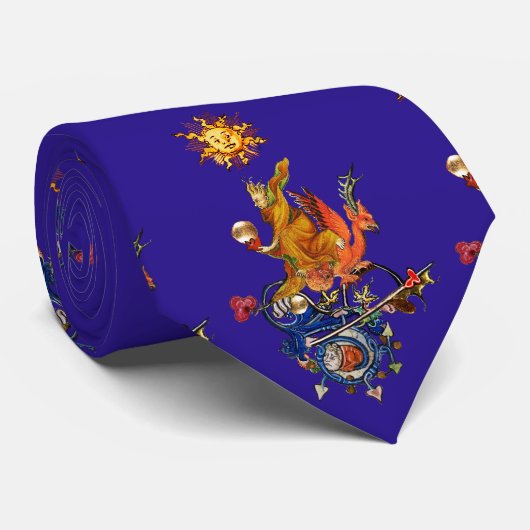 WEIRD MEDIEVAL BESTIARY,ALCHEMIST,RED DRAGON,Blue ネクタイ (ロール)