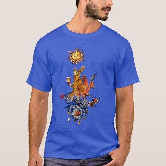 WEIRD MEDIEVAL BESTIARY,ALCHEMIST,RED DRAGON ,SUN Tシャツ (正面)
