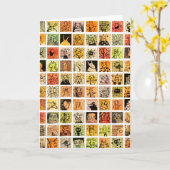 Weird Strange Cartoon Faces Color Squares Greeting カード (黄色い花)