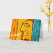 Weird Strange Cartoon Guy Happy Birthday Card カード (黄色い花)