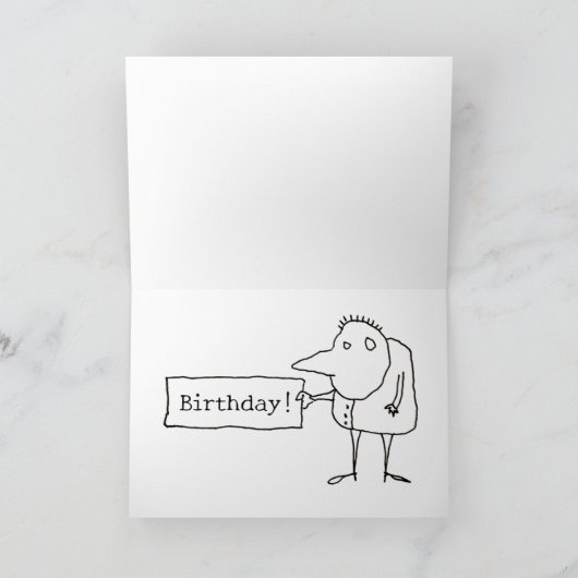 Weird Strange Funny Cartoon Guy Birthday Card カード (内部)