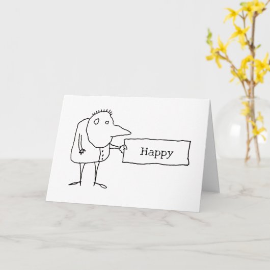 Weird Strange Funny Cartoon Guy Birthday Card カード (黄色い花)