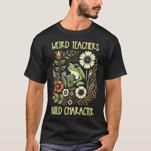 Weird Teachers Build Character Frog Reading Book L Tシャツ (正面)