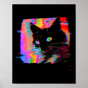 Weirdcoreサイケデリック Cat Vaporwave Eutitic Trip ポスター
