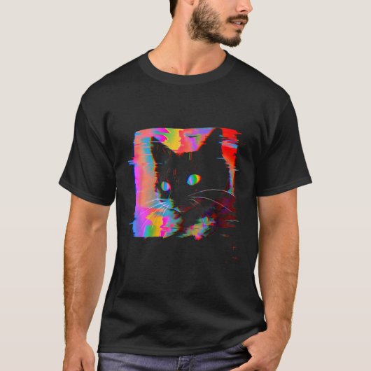 Weirdcoreサイケデリック Cat Vaporwave Eutitic Trip Tシャツ (正面)