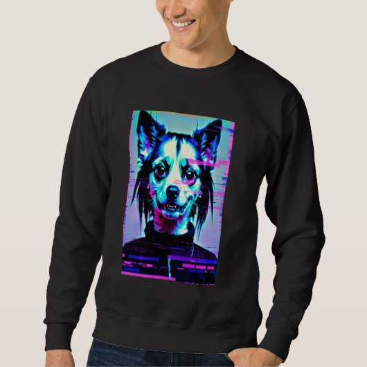 Weirdcore犬グリッチトリップ(幻覚体験)のようなVAPORWAVE Alt原宿 スウェットシャツ (正面)