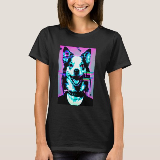 Weirdcore犬グリッチトリップ(幻覚体験)のようなVAPORWAVE Alt原宿 Tシャツ (正面)