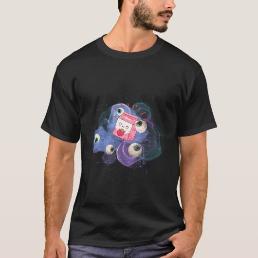 Weirdcore美的な眼球かわいいストロベリーミル Tシャツ (正面)