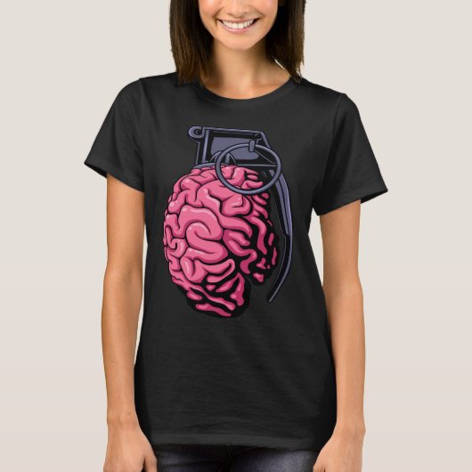 Weirdcore Brain Grenade Surreal Military Soldier V Tシャツ (正面)
