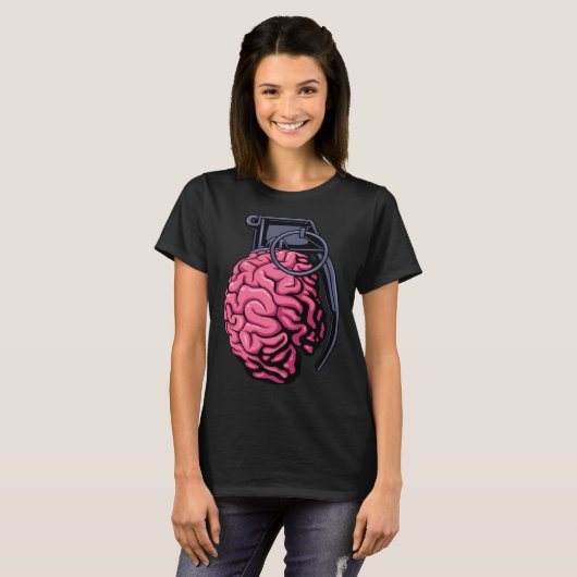 Weirdcore Brain Grenade Surreal Military Soldier V Tシャツ (正面フル)