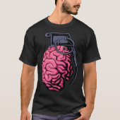 Weirdcore Brain Grenade Surreal Military Soldier V Tシャツ (正面)
