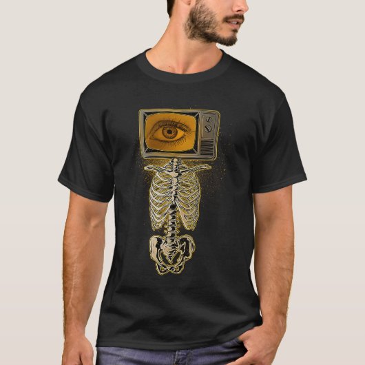 Weirdcore Skeleton TV Head Cosplay X ray Radiology Tシャツ (正面)
