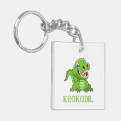 weiß grün Krokodil Cartoon キーホルダー (正面左)