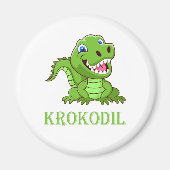 weiß grün Krokodil Cartoon マグネット (正面)