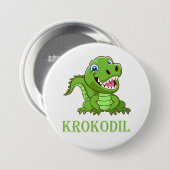 weiß grün Krokodil Cartoon 缶バッジ (正面&裏面)