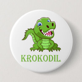 weiß grün Krokodil Cartoon 缶バッジ