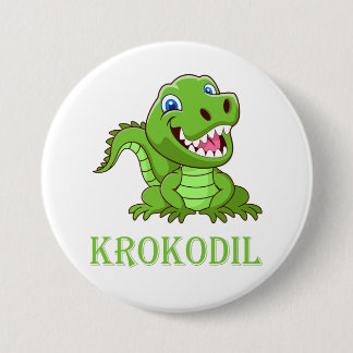 weiß grün Krokodil Cartoon 缶バッジ